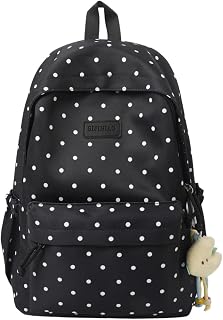 Women’s Casual Nylon Polka Dot Backpack, Fashion Large Everyday Daypack, Coquette Bookpack for Campus Weekend Commute
