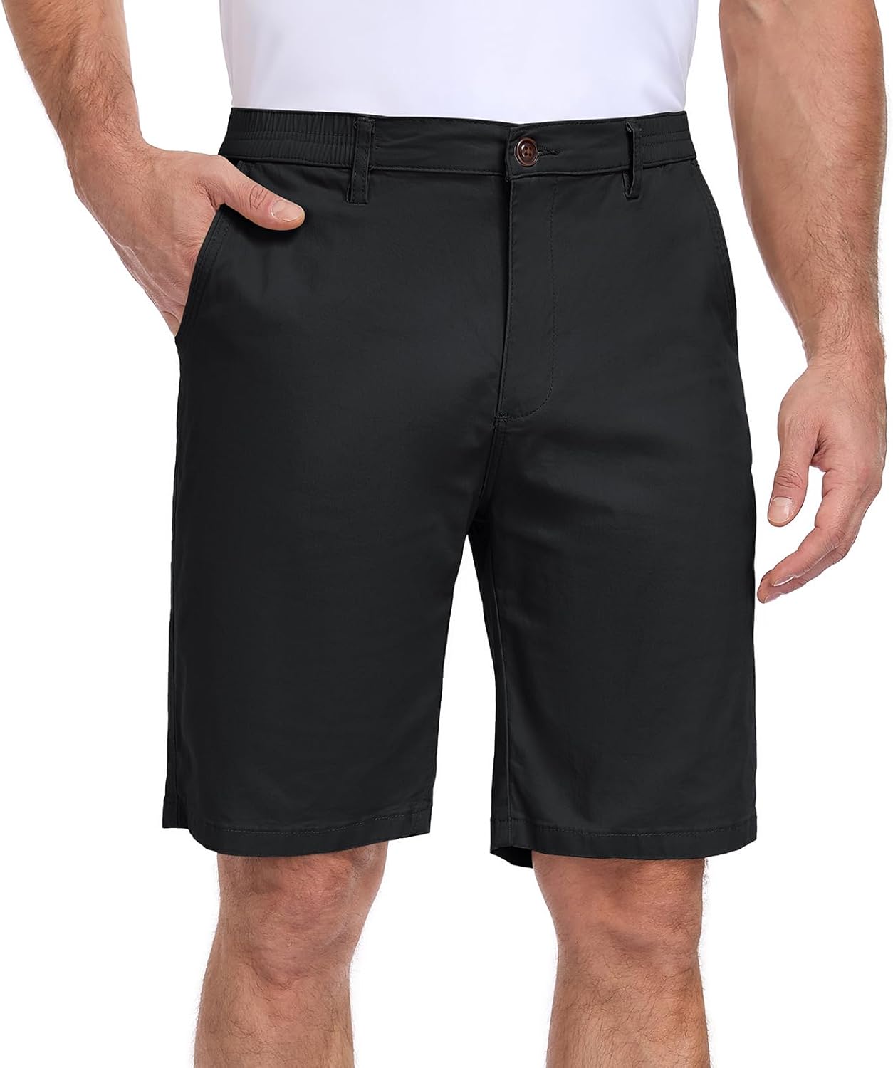 Oymyakon Men's Stretch Chino Short Slim Fit 10" Inseam Flat Front Shorts Summer Cotton Casual Shorts with Pocket - Image 2