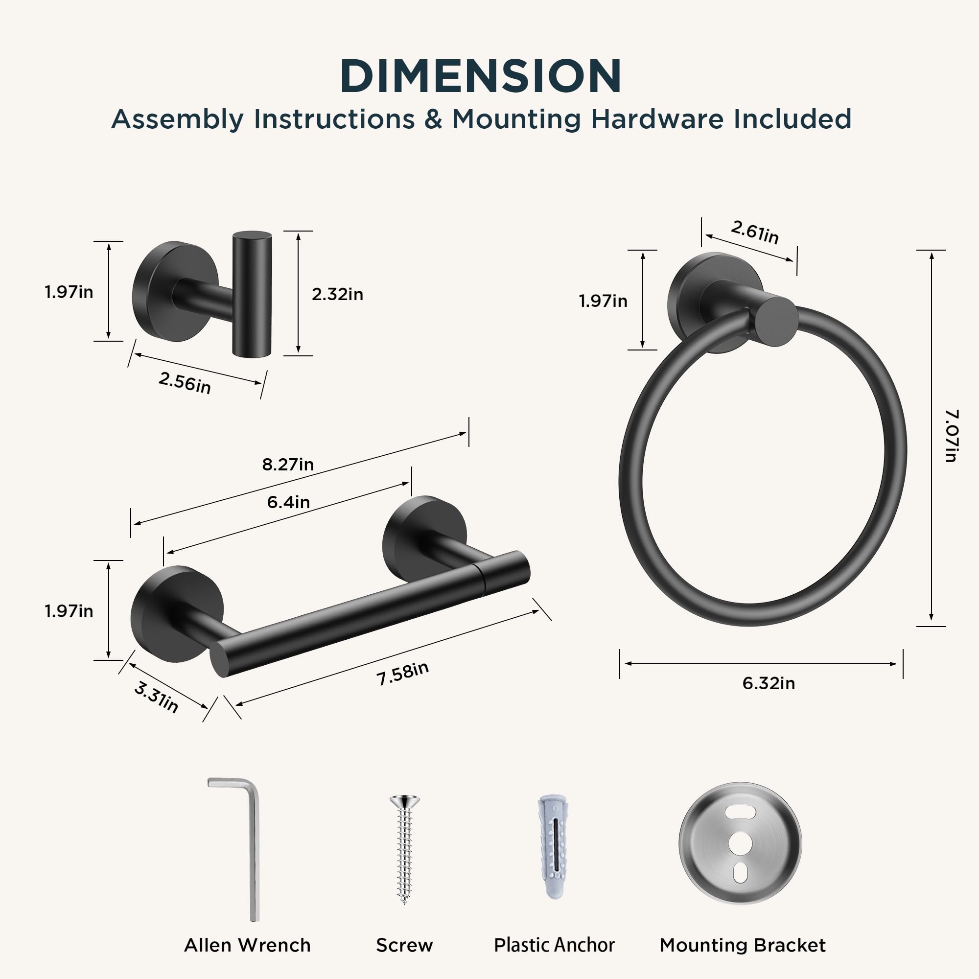 FORIOUS Bathroom Accessories Set, 4-Piece Bathroom Hardware Set — Amazon image 7