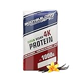 Bodybuilding Depot® - Veganes Proteinpulver 1kg, Vegan 4k, Umweltfreundlich in Papier verpackt, 100% pflanzlich, Sehr gute Löslichkeit, Natürlicher Geschmack (Vanille)