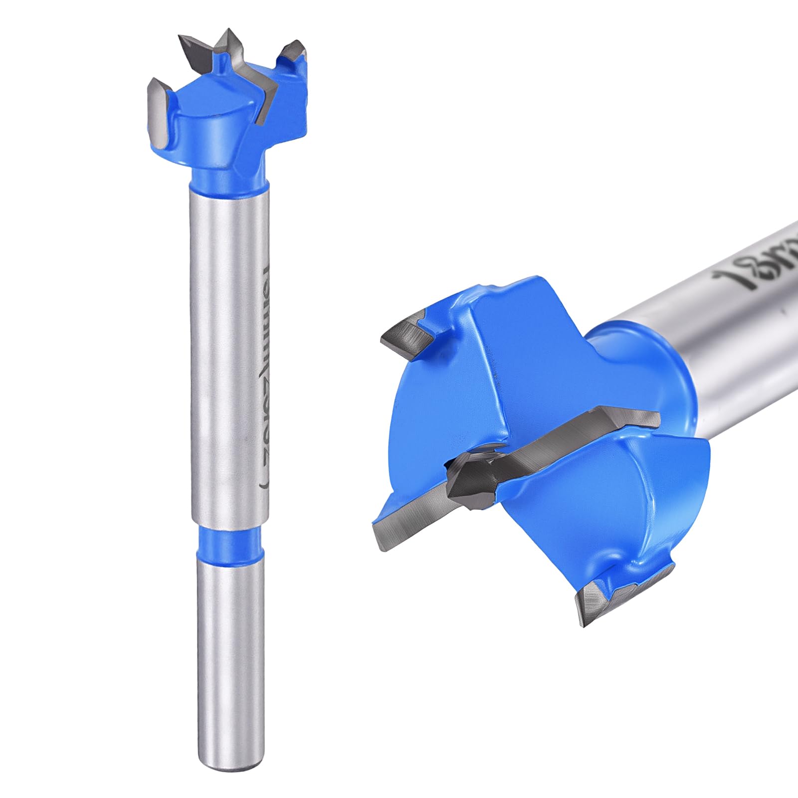 DTGN 18mm Forstner Drill Bits 23/32" - 2Pack - Good for Wood Plastic Plywood - 2 Flutes Tungsten Carbide Woodworking Hole Saw Cutter with Round Shank - Blue