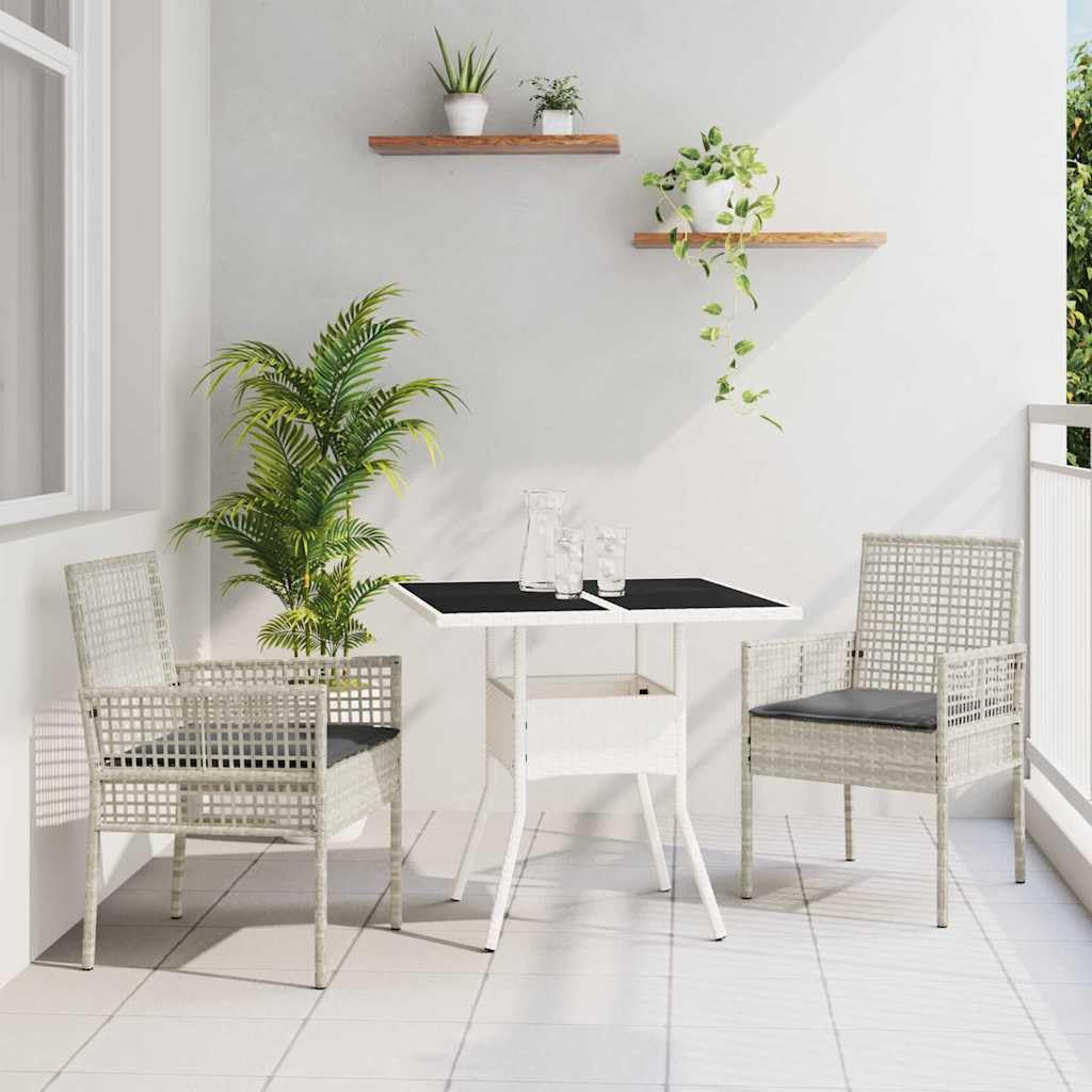 Salon de jardin pour balcon en polyrotin gris avec table compacte pour vos cafés en plein air