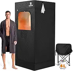 COSVALVE Caixa de sauna a vapor portátil com luz vermelha para casa com vaporizador de 1600 W 4L, cadeira dobrável confortável, barraca de sauna interna em casa, sauna a vapor pessoal para relaxamento