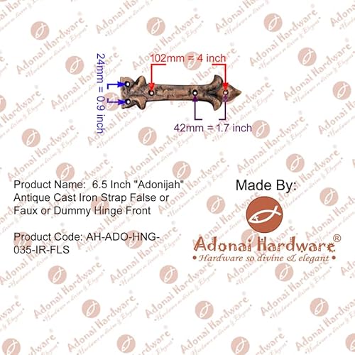 Adonai Hardware "Adonijah" Antique Cast Iron Strap False Or Faux Or Dummy Hinge Front (6.5" X 4 Pack,Antique Brushed Nickel)For Barn Doors, Gates, Cabinets,Wooden Box,Furniture,Chest, Trunks And Sheds #TOP6