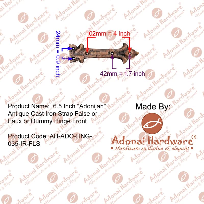 Image of Adonai Hardware Adonijah Aluminium Strap False or Faux or Dummy Hinge Front (6.5 inch x 12 Pack, Matte Black) for Barn Doors, Gates, Kitchen Cabinets, Wooden Box, Furniture, Cedar Chest, Trunks
