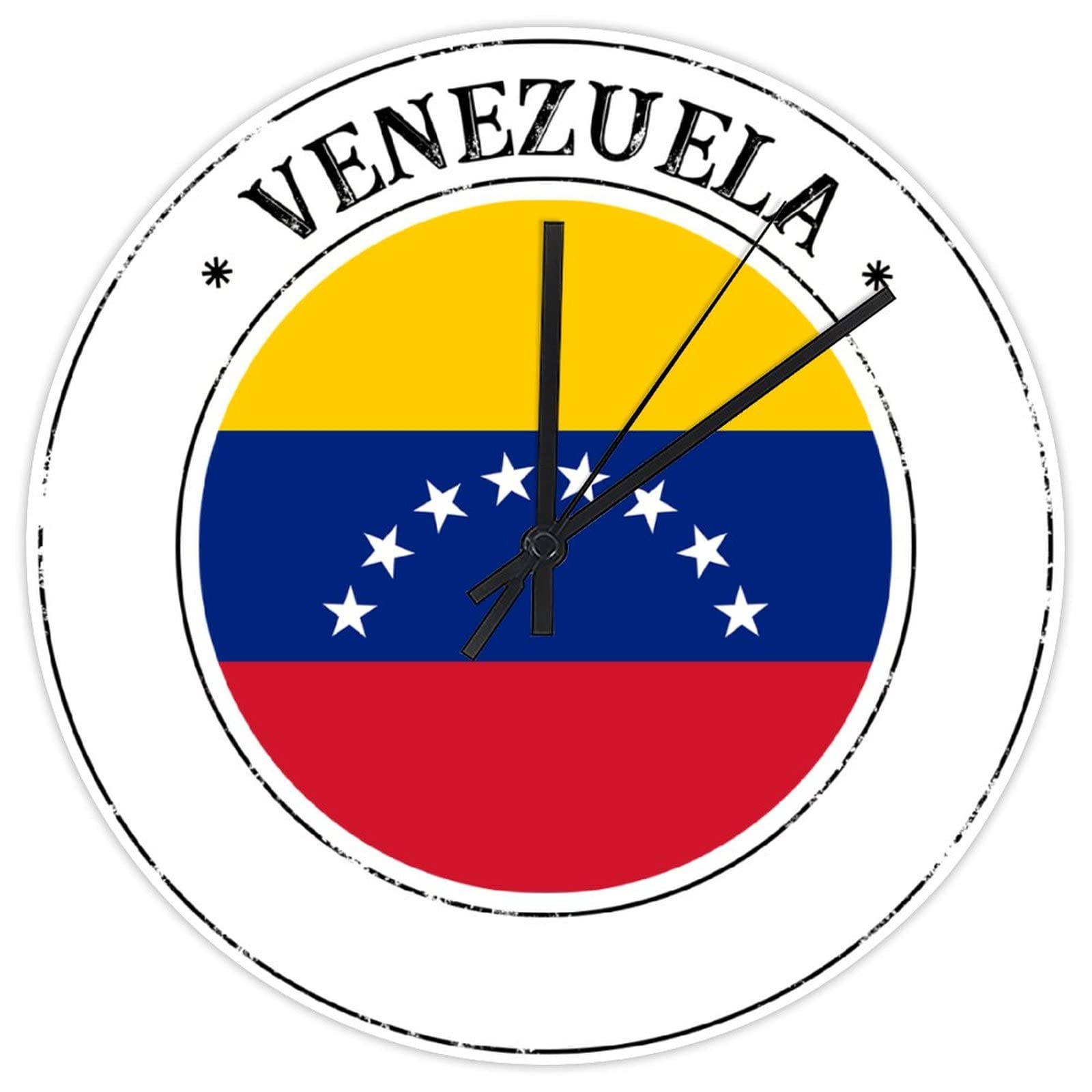 Horloge murale bois 38 cm drapeau Venezuela, cadeau pour passionnes