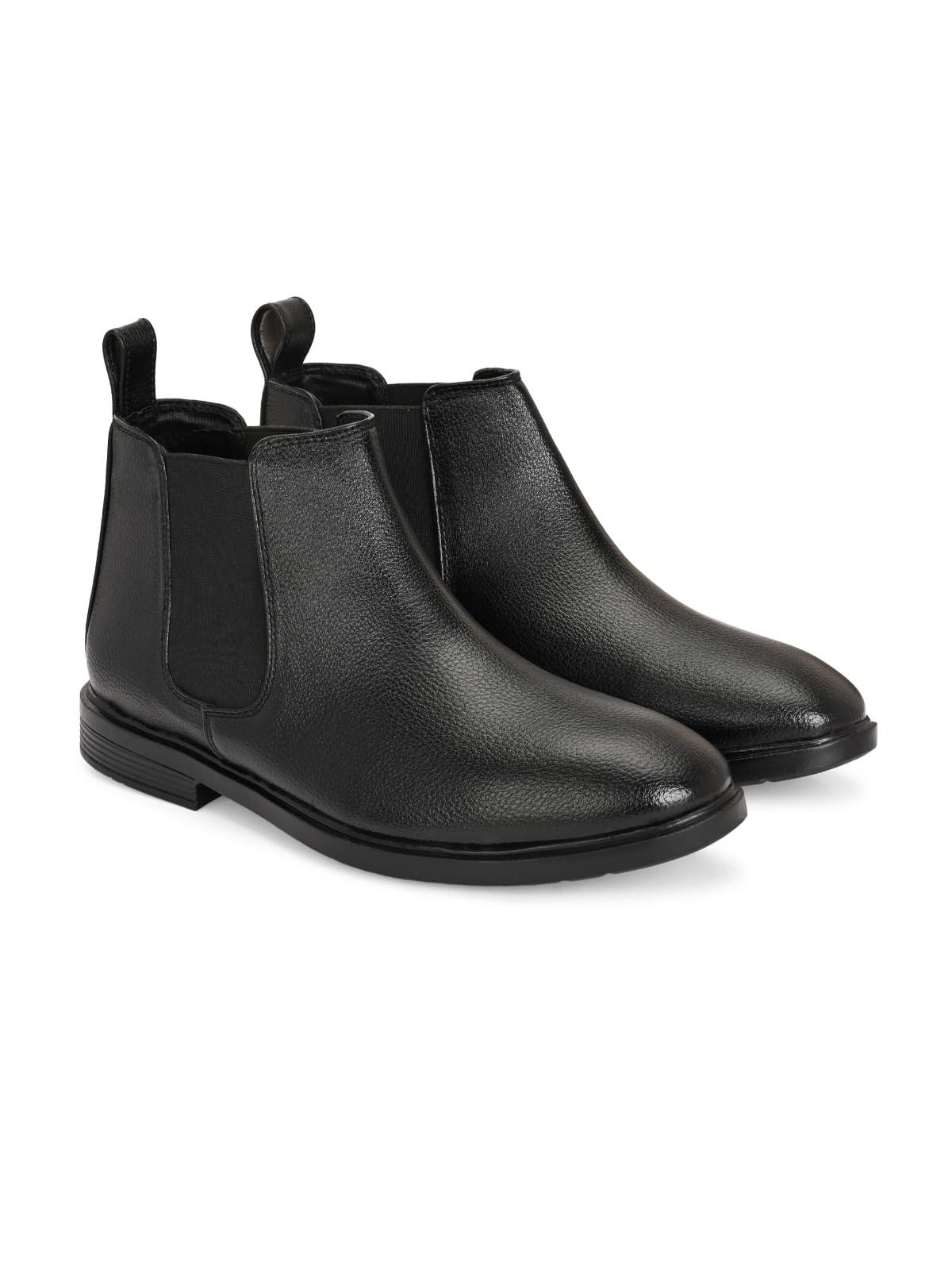 ZUUVO Men's Black Pebbled Leather Chelsea Boots, Slip-On with Elastic Side Panel-image-22