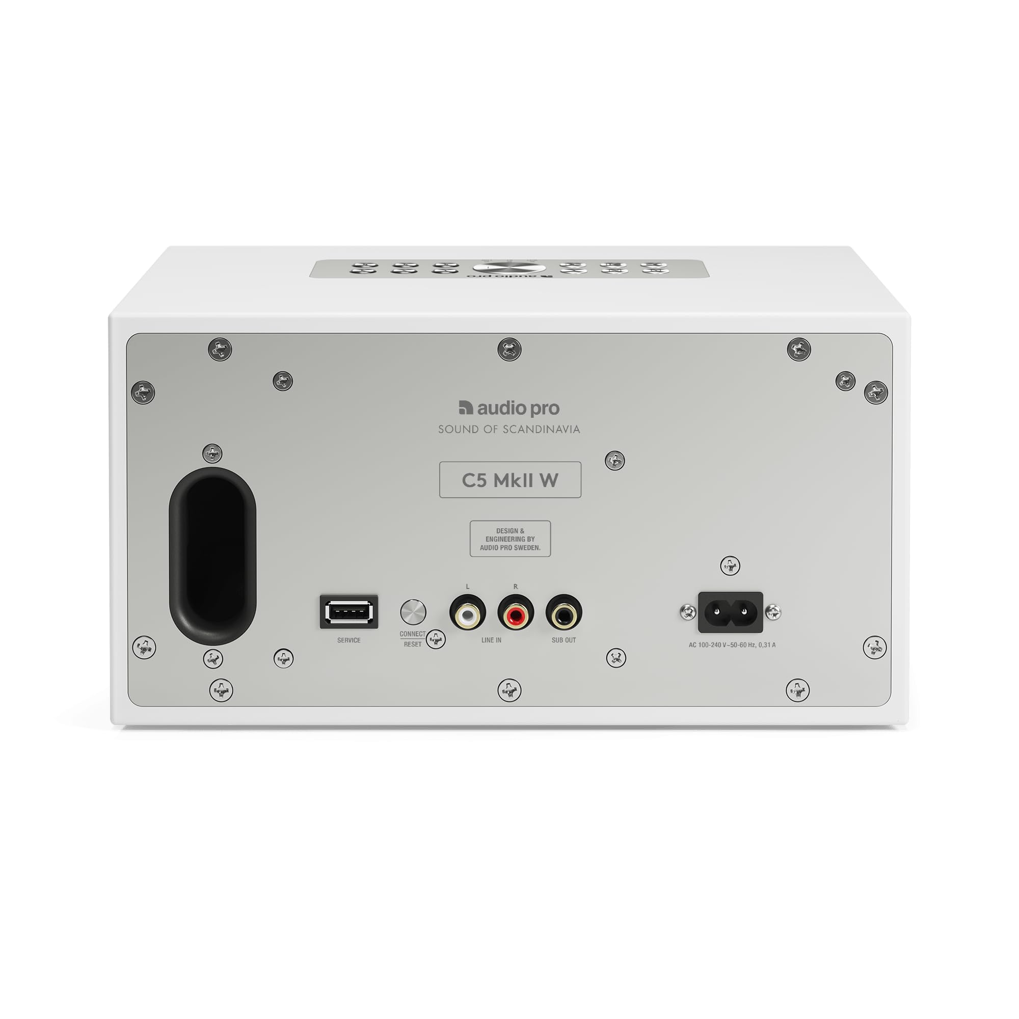 Audio Pro C5 MkII W - Głośnik Multiroom WiFi i Bluetooth - Biały | Kompaktowy głośnik WiFi z AirPlay 2, Chromecast, Spotify Connect, głębokim basem i dźwiękiem multiroom do słuchania w domu