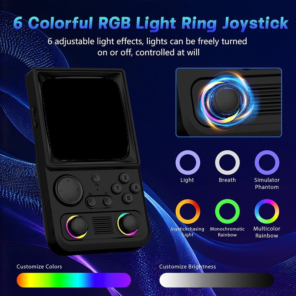 Reproductor de juegos de mano clásico con vista curva de 4 pulgadas, biblioteca de 20000 juegos, Internet inalámbrico para, joysticks gemelos, capacidad de 4000 mAh para juego extendido para (negro)