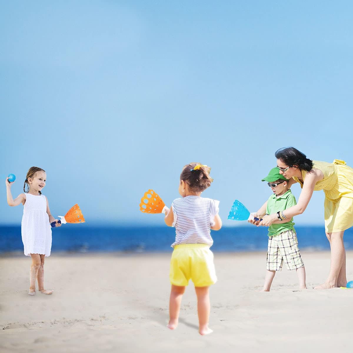 Outdoor Indoor Game Activities for Boys and Girls, 4 Catch Launcher and 6 Balls, Lawn Games Backyard Toys&Summer Beach, Birthday Party Favors Gifts Toys for Kids Age 5 6 7 8 9 10+ and Adults : Toys & Games