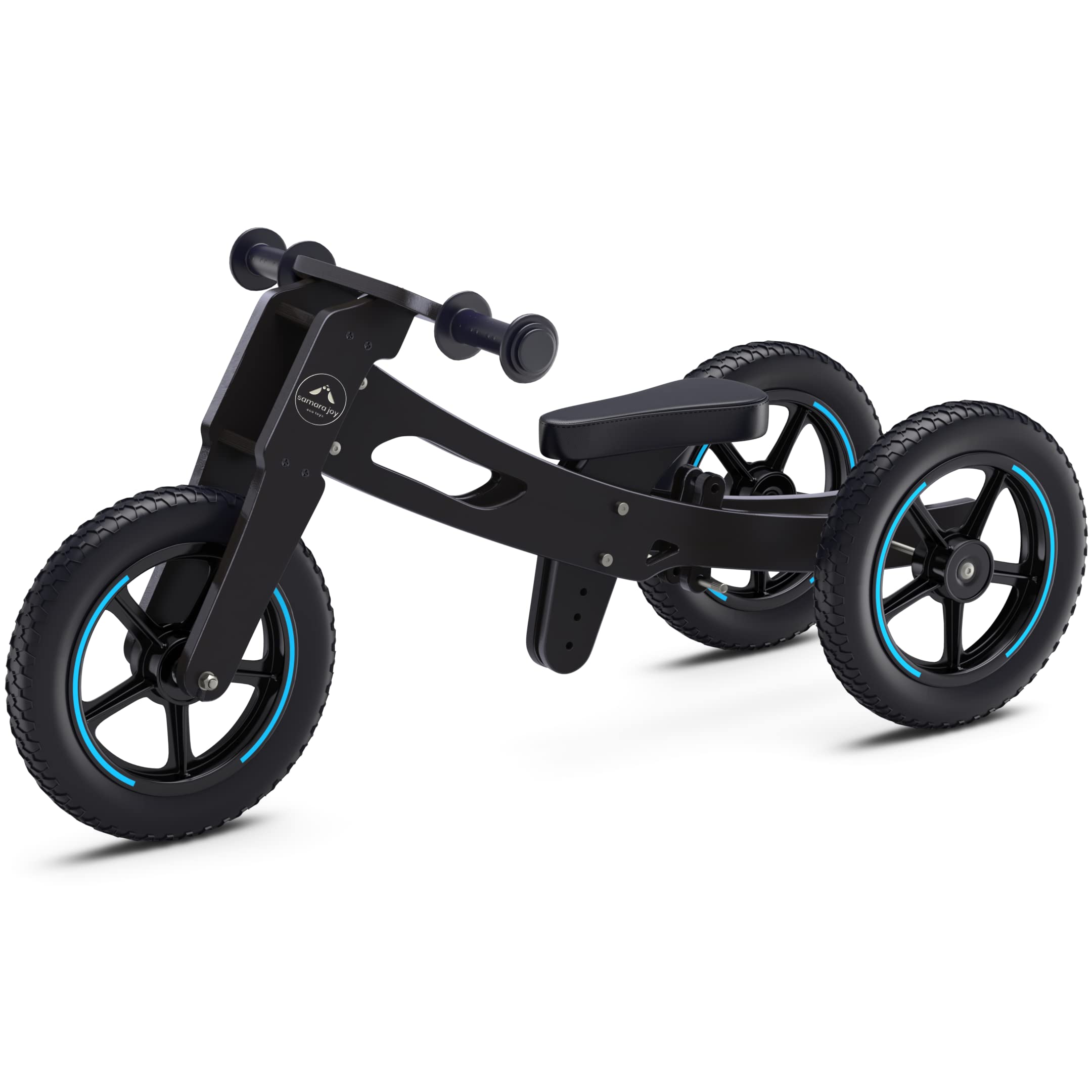 Samara Joy 4-in-1 Adjustable Balance Bike for 18 Months to 5 Years Old, Eco Wooden Balance Bike- Converts from Tricycle to Push Bike to Kids Bike - Grows with Your Child - No Pedals or Brakes