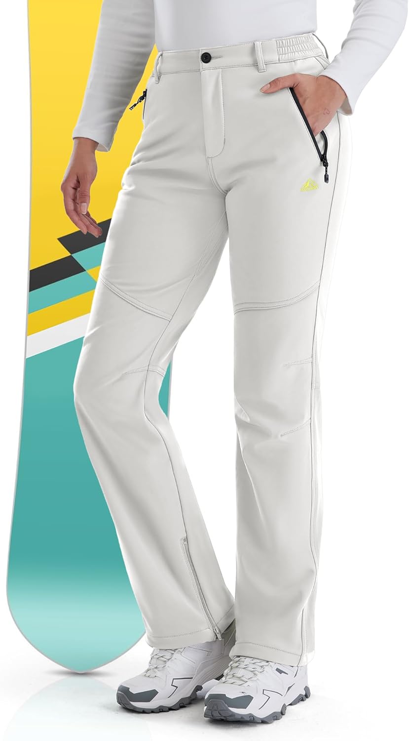 IGOLUMON Snow Ski Pants Womens Waterproof Fleece Lined Pants Winter Insulated Softshell for Hiking Snowboard Outdoor
