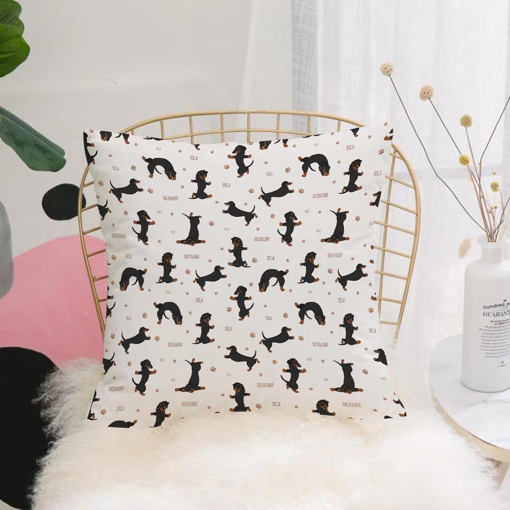 HYMSXW Cushion Cover,Throw Pillow Case Home Decorative for Living Room Bedroom Sofa Chair 20X20 Inch,Yoga dogs poses and exercises. Dachshund.,Pillowcase 50X50cm