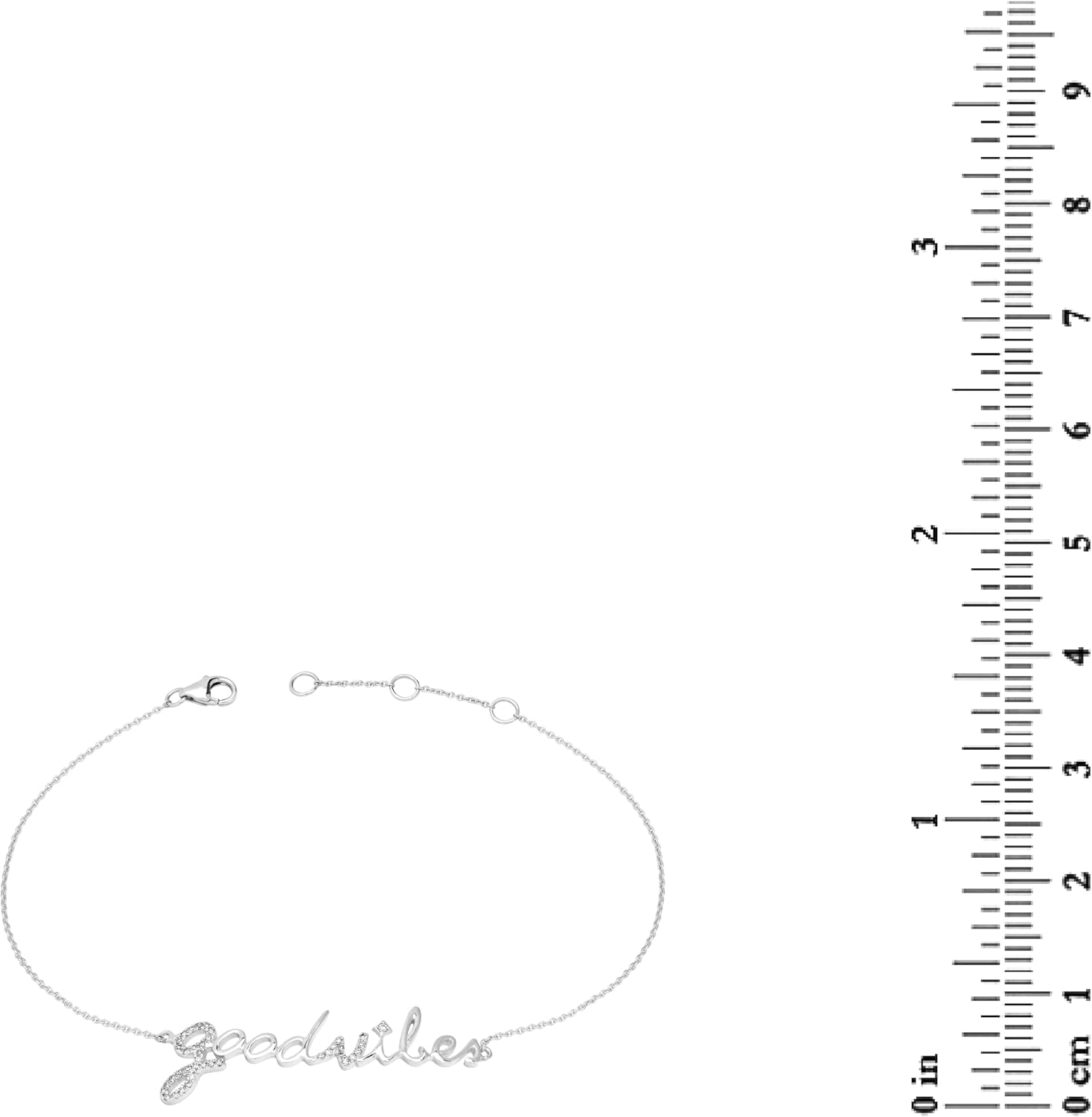 14K White Gold 0.11 Ct Round Diamond Good Vibes Bracelet(GH Color, I1 Clarity)