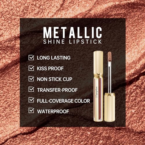 Image of Dark Brown Lipsticks for Women Metallic Glitter Long Lasting Lipstick