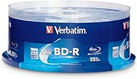 Verbatim 25-Pack BD-R 25GB 16x Blu-ray Discs - Scratch-Resistant Spindle for HD Video & Data Backup
