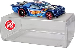 Display Case Protector Compatible for Hot Wheels 1/64 Loose Die Cast Standard-Sized Cars- 0.45MM PET Protector with Flaps on Both Ends for Your Pristine and Protected Toy Vehicle - Pack of 50