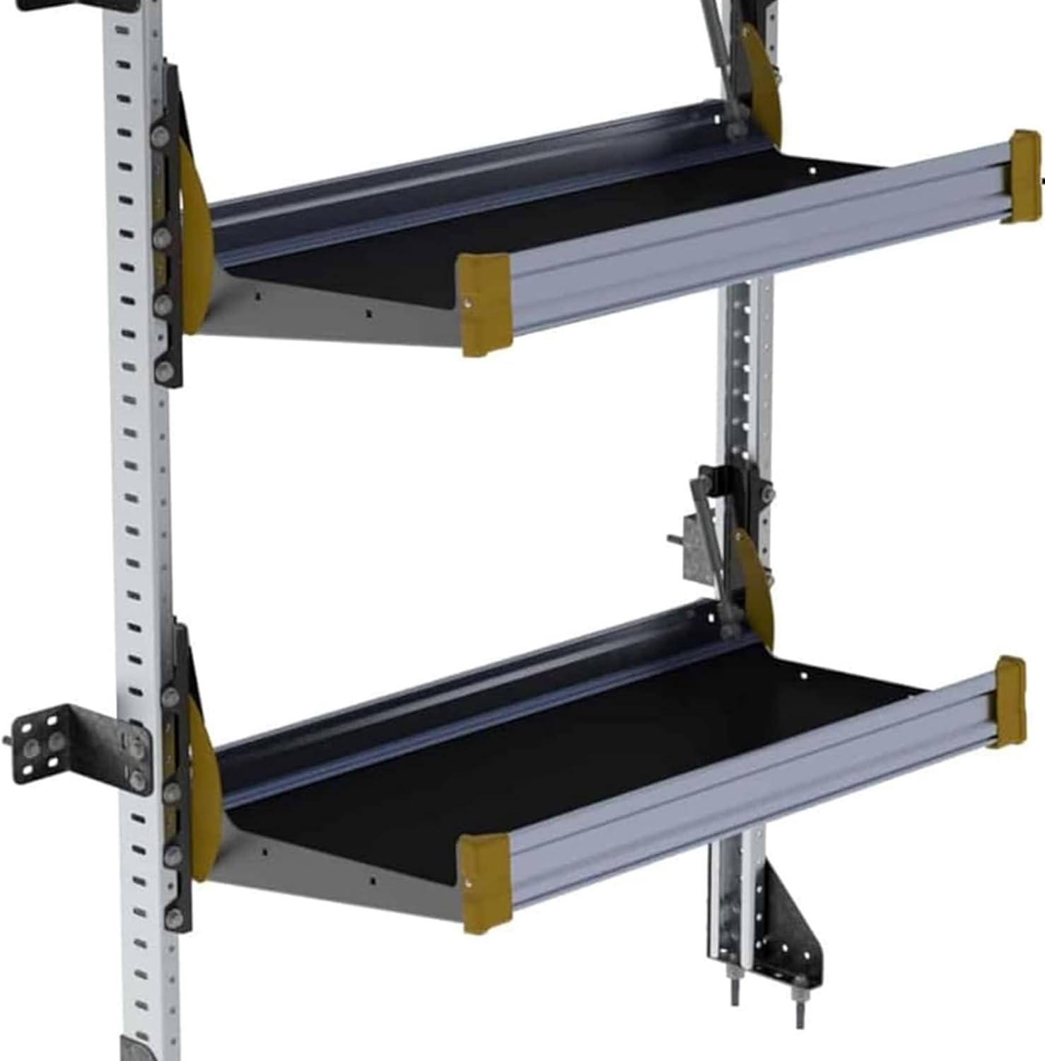 64-inch high × 36-inch Wide Truck Equipment Folding Van Shelving Unit, 2-Tier Storage Rack