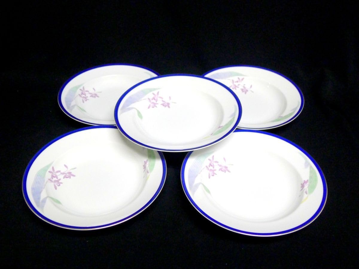 宮内庁御用達 有田焼 深川製磁 ルリ蘭 スープ皿 深皿 中皿 21㎝ 5客揃