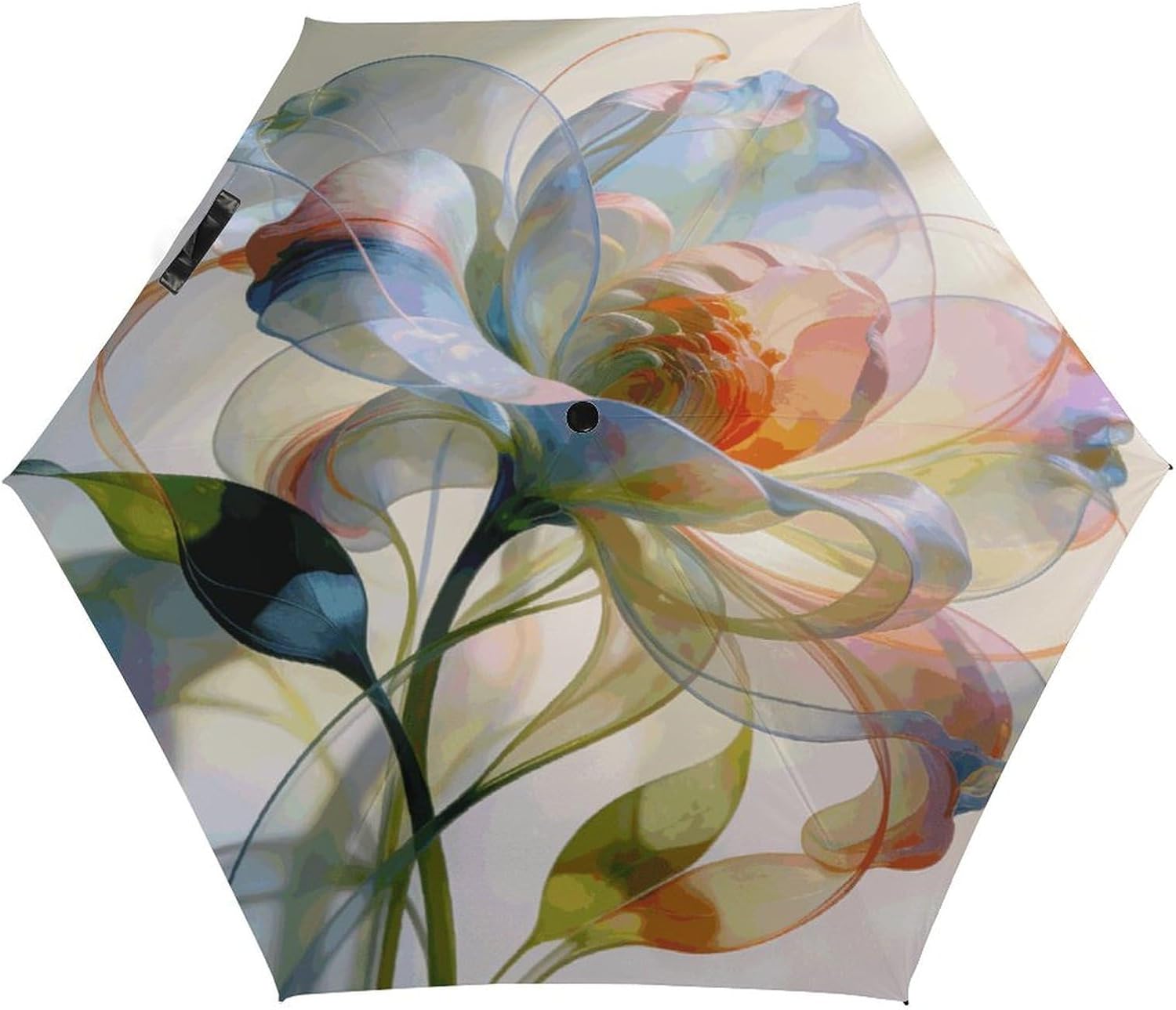 Floral Abstract Printed Exterior 5 Fold Umbrella,Windproof Travel Umbrella for Sun Protection, Small Portable,Compact Umbrellas for Travel, Purse Or Backpack