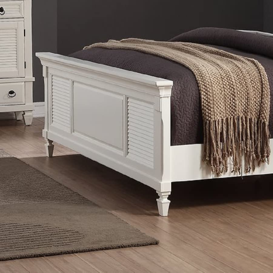 Image of APRODZ Solid Wood Without Storage Queen Size Bed Elmore for Bedroom Stylish | White Finish