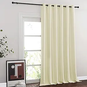 NICETOWN Room Divider Curtain 132 Inches Long, Wide Blackout Sliding Door Curtain for Bedroom, Room Darkening Privacy Window Cover for Patio Door (1 Panel Set, Beige, 80 x 132 Inch)