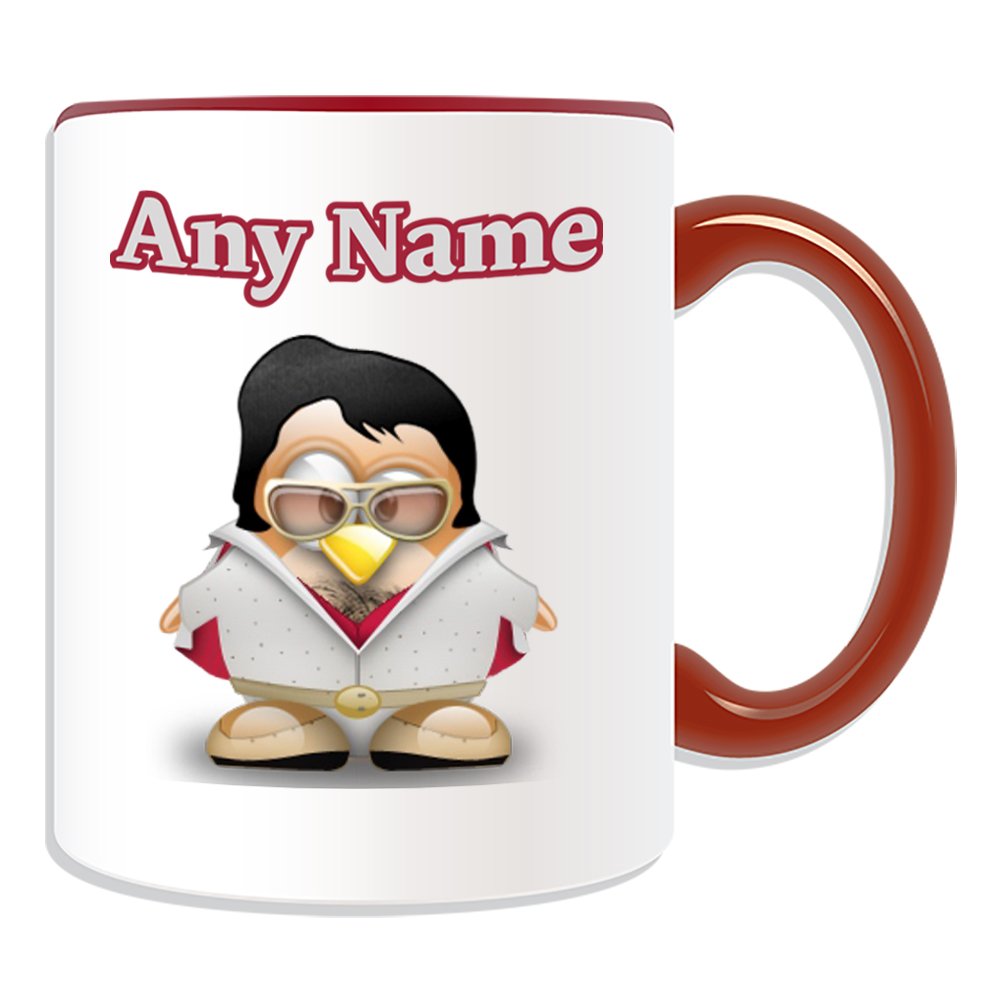 Personalised Gift - Elvis Presley Mug (Penguin History Celebrity Costume Design Colour) Name Message Unique Star Silly Funny Novelty Singer King Pop Dancer Actor Album Music Award Rock Musician Roll