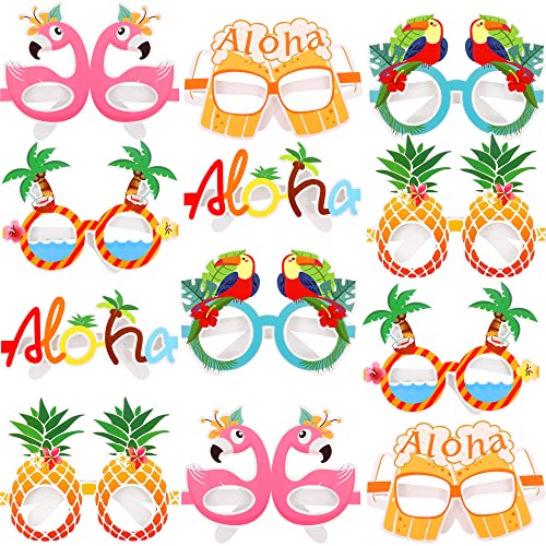 KatchOn Luau Glasses - Pack of 12 | Photo Booth Props, Aloha Party Decorations