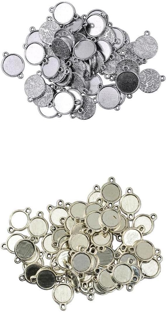 100 Pcs Double Sided Pendants Blank Base Settings for DIY Jewelry 10mm 12 mm | Crafts | Beads & Jewelry Making | Charms & Pendants