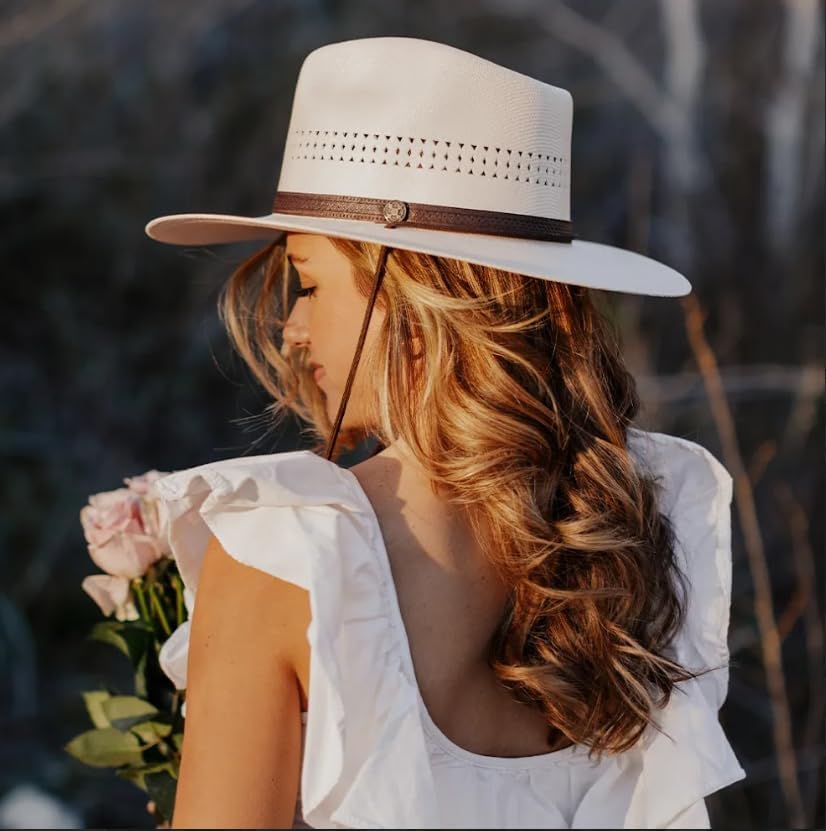 American Hat Makers Barcelona Firm Straw Hat | Handcrafted Wide Brim Sun Hat | Breathable, Durable & Perfect for Travel - Image 3