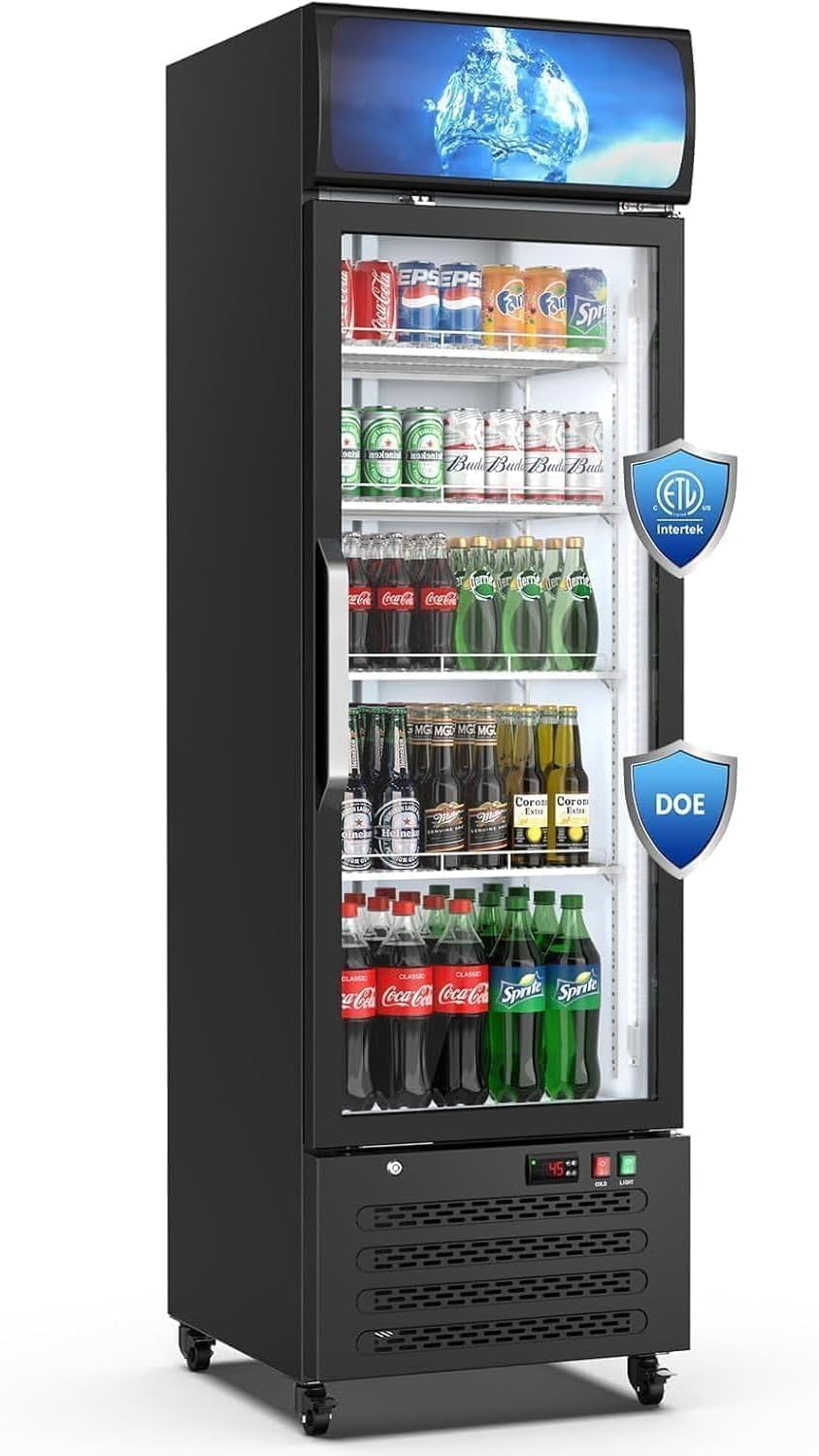 Full-Size Appliance, Vertical Beverage Fridge, with Powerful System; Suitable for Stores, Restaurants, etc
