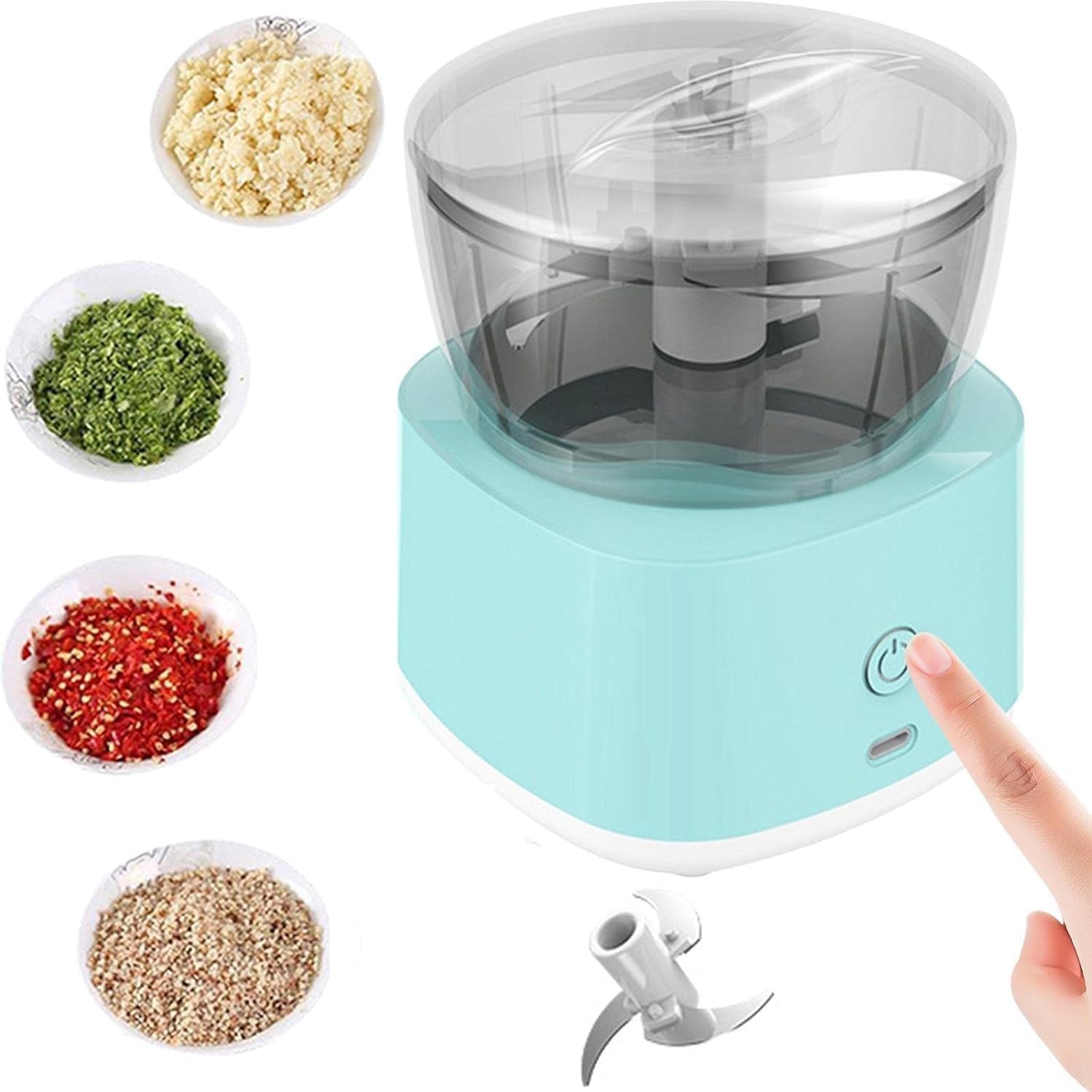 Electric Garlic Chopper, Mini Chopper with USB Rechargeable, Portable Mini Food Chopper Mincer Waterproof, Kitchen Food Processor for Meat,Garlic,Ginger,Chili,Veggie-picture-19