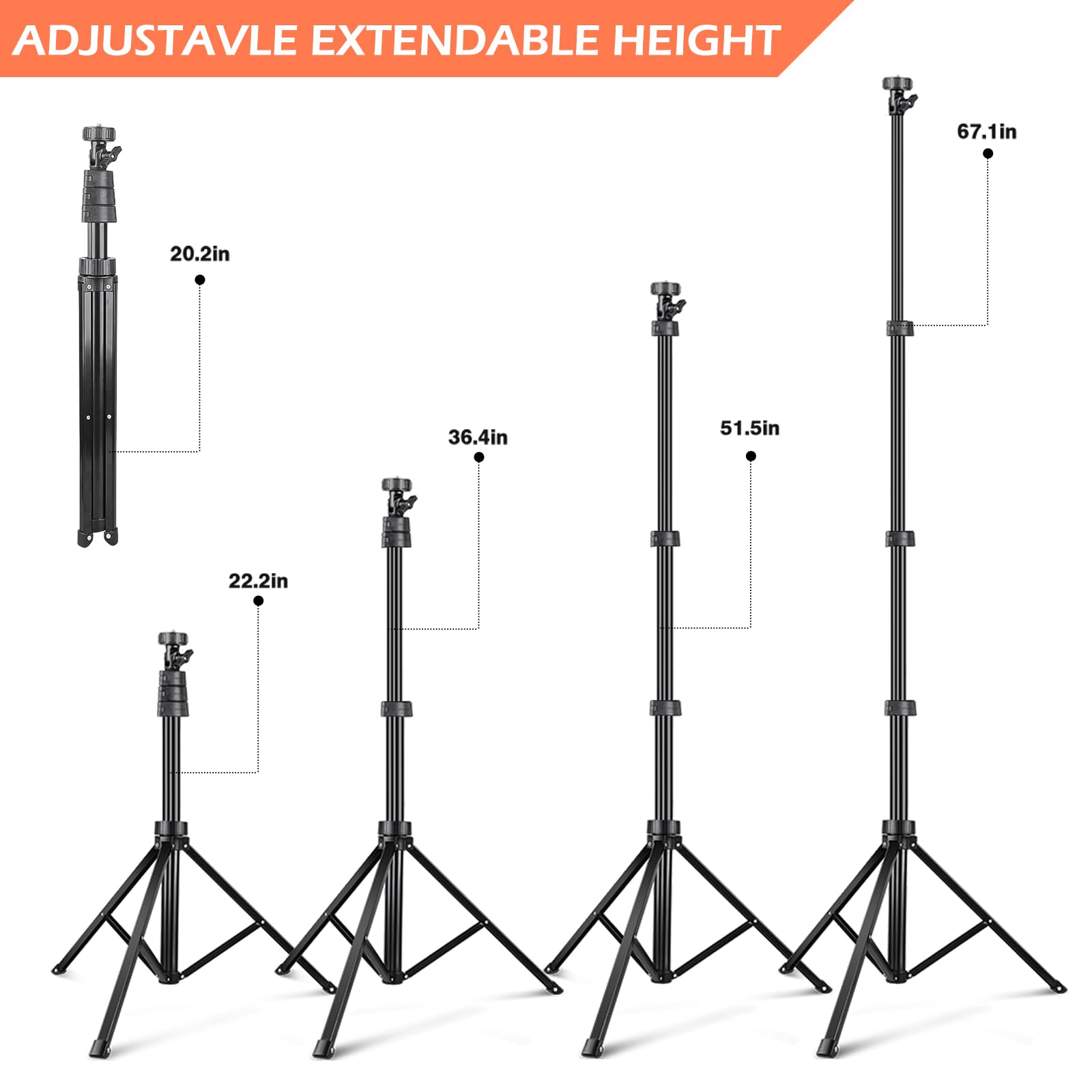 Aureday 67'' Cell Phone Tripod Stand with Remote Control - Versatile Selfie Stick Tripod for Live Streaming, Vlogging, and More - Compatible with iPhone, Android, GoPro, Cameras