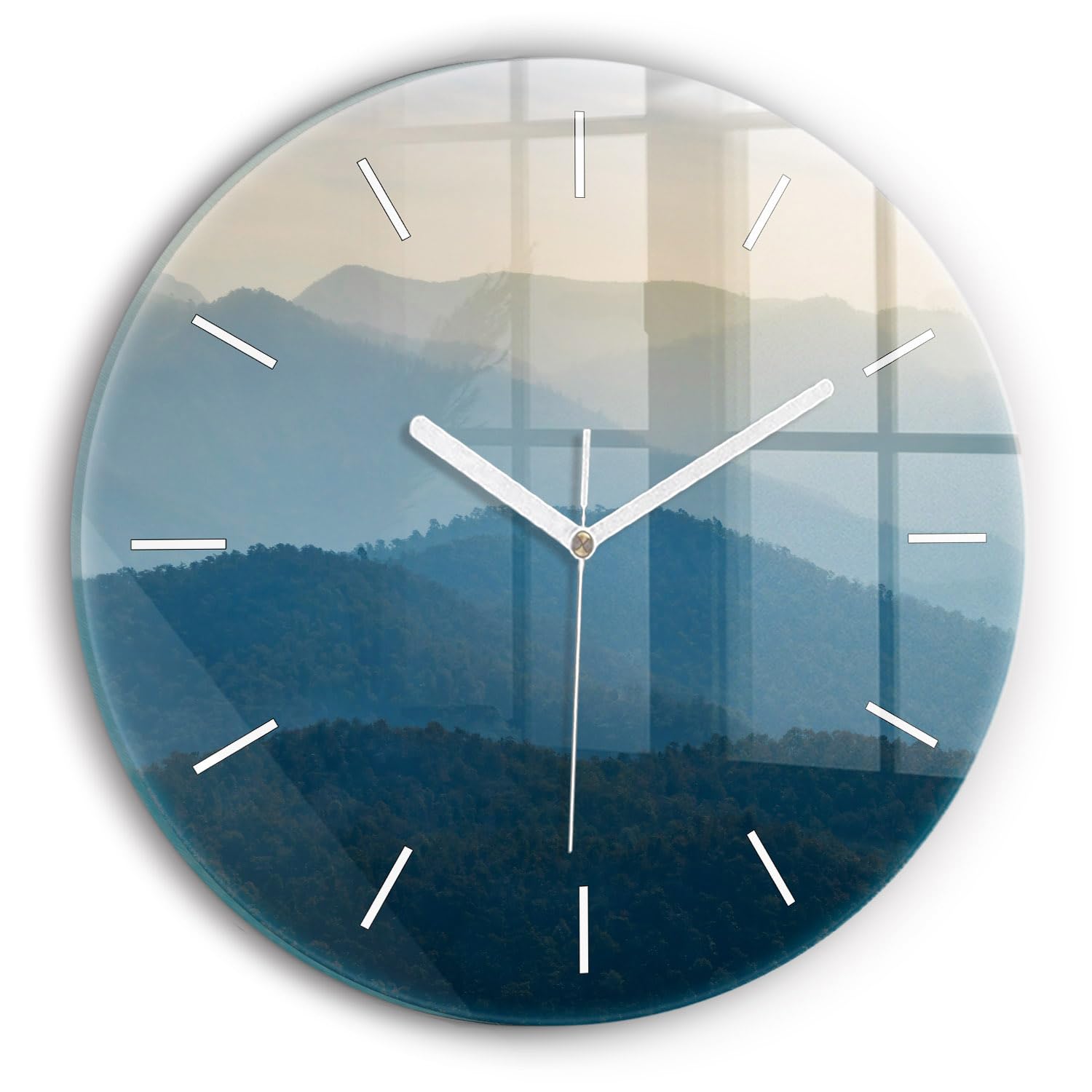 Horloge en verre 30 cm style élégant paysage abstraction montagnes