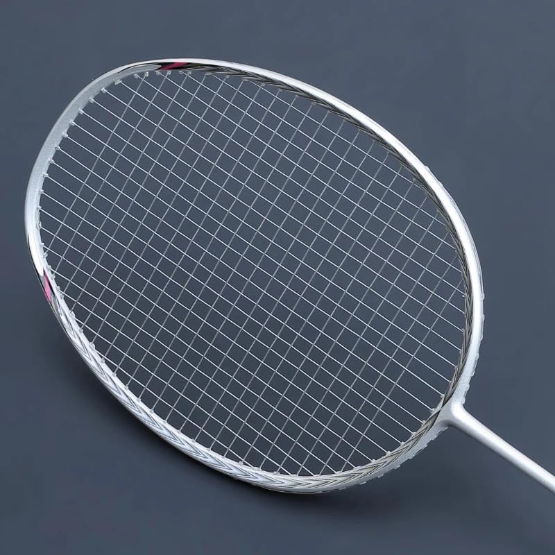 Badminton Set Racchette da Badminton Professionali in Carbonio, Racchetta Super Leggera 5U con Corde in Fibra di
