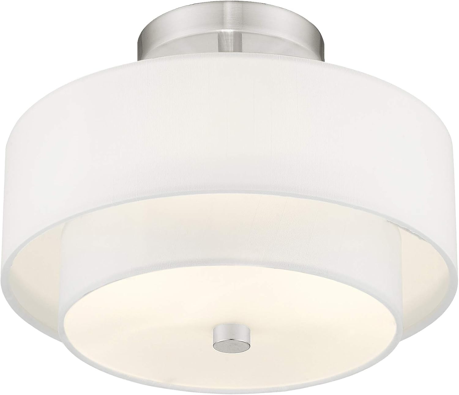 Flash Sale Buy 1 get 1 Livex Lighting 51042-91 Brushed Nickel Flush Mount with Off-White Fabric Hardback Shade Black Friday 🔥 Livex Lighting 51042-91 Brushed Nickel Flush Mount with Off-White Fabric Hardback Shade