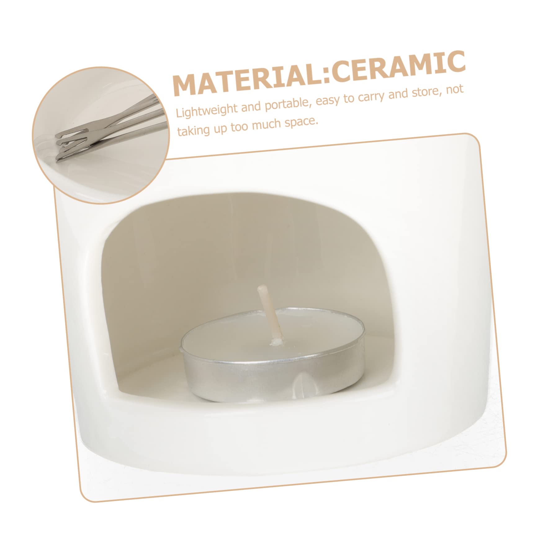 NAMOARLY Melting Pot Fondue Set for Chocolate Cheese Butter Ceramic Fondue Pot Fork for Home Restaurant