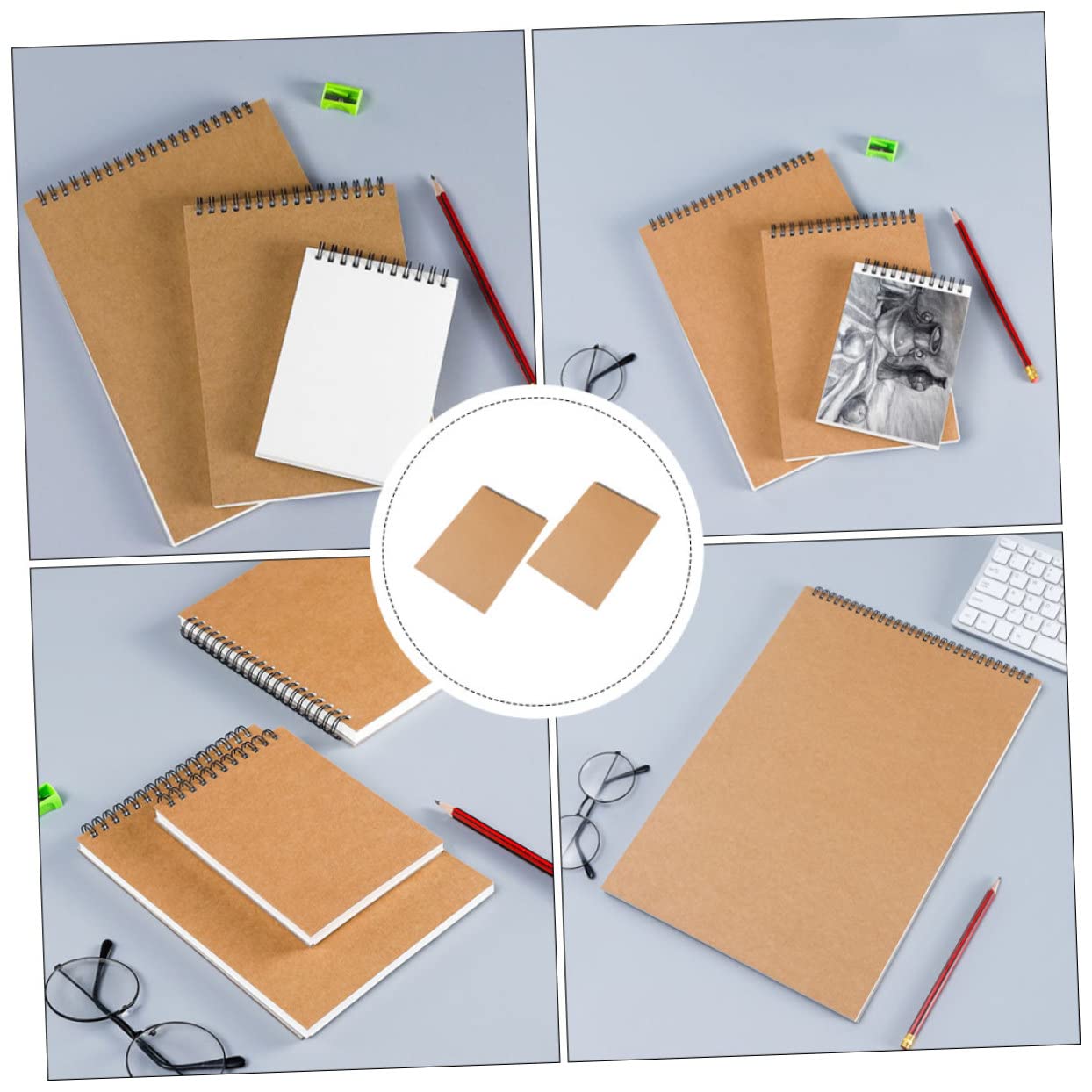 2pièces Carnet De Croquis Lot De Carnets à Dessin Vierges Avec Couverture Kraft De Rotation Pour Étudiants Et Artistes Parfait Pour Dessin Esquisses