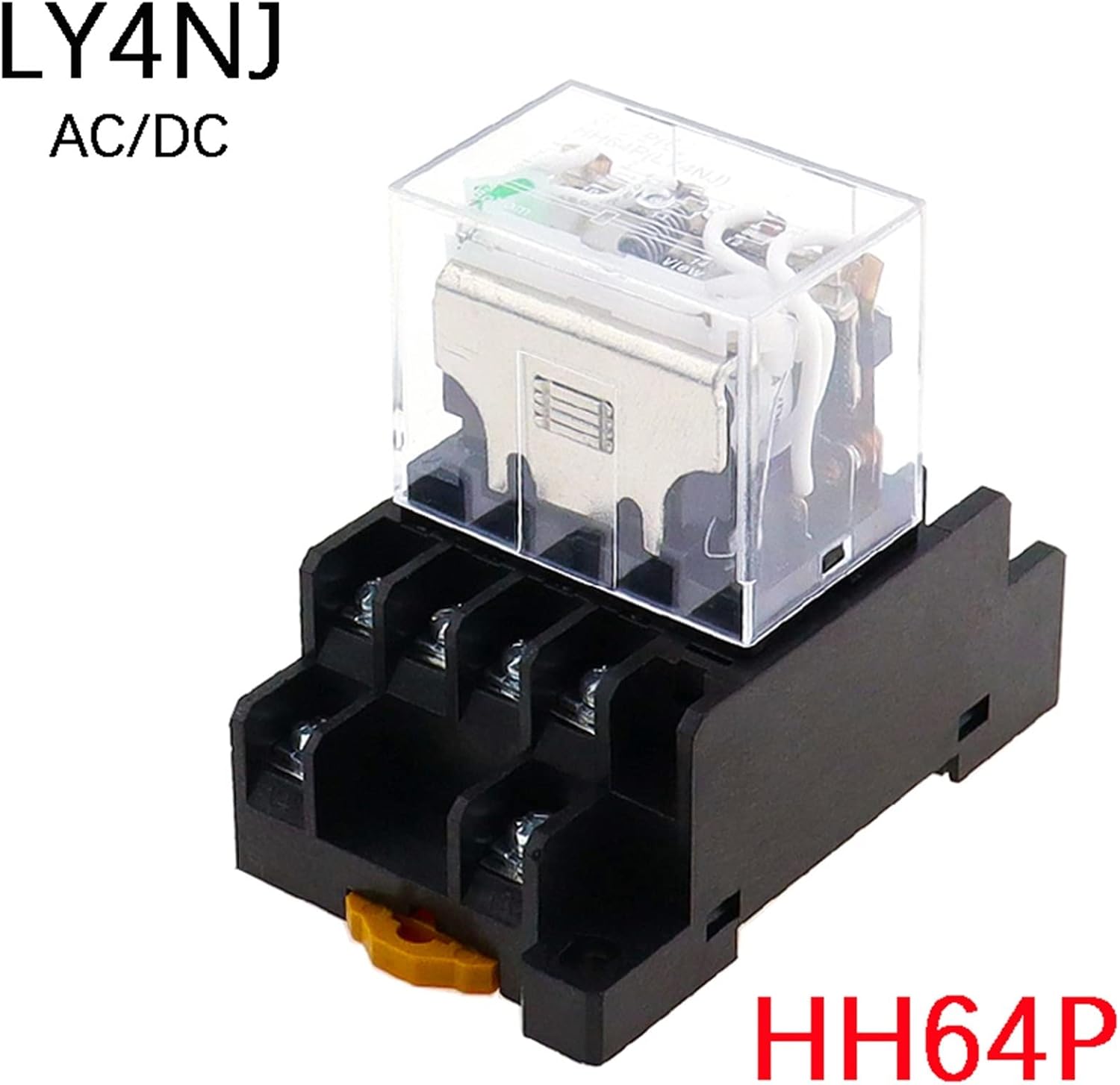 10Set Silver Contact Small electromagnetic Intermediate Relay LY4NJ HH64P AC 220V DC 12/24V 14pin 4Z with Socket Base 10A 250V(DC12V)