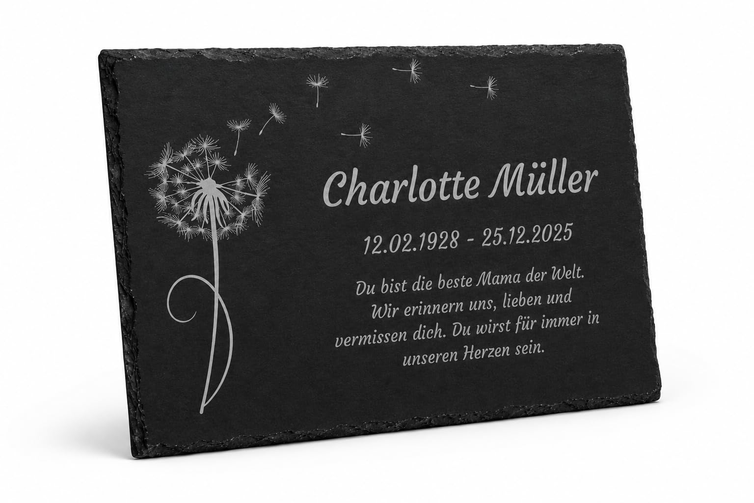 Schiefer Gedenktafel Grabplatte mit hochwertiger Gravur, Grabstein Urnengrab Grabschmuck selbst gestalten, Andenken an geliebten Mensch, Geschenk
