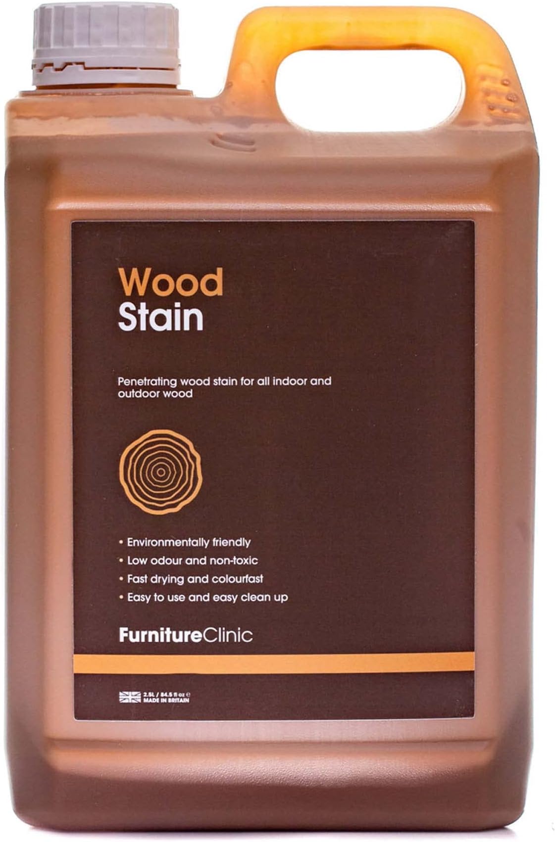 Furniture Clinic Wood Stain (Black) – Fast Drying, Highly Concentrated, and Easy-to-Apply Wood Stain for All Indoor & Outdoor Wood – Water Based & Non-Toxic – 2.5L