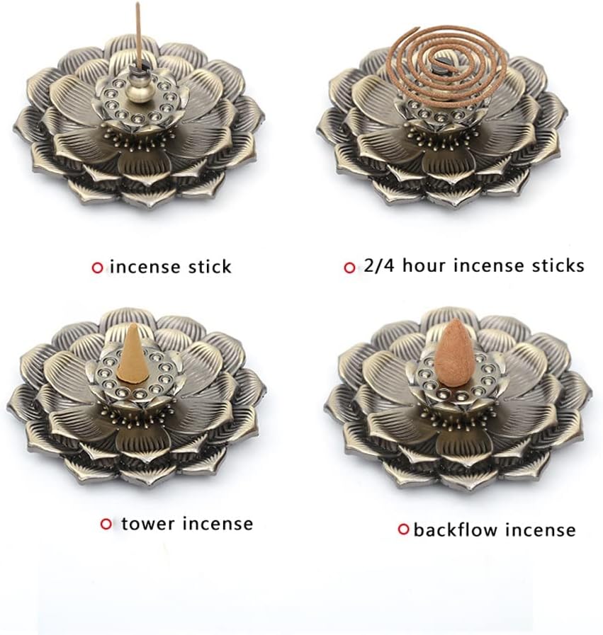 Incense Burner Backflow Incense Burner Stick Incense Holder Home Buddhism Decoration Coil Lotus Censer Alloy Zen Budd Home Decor Incense Fountain