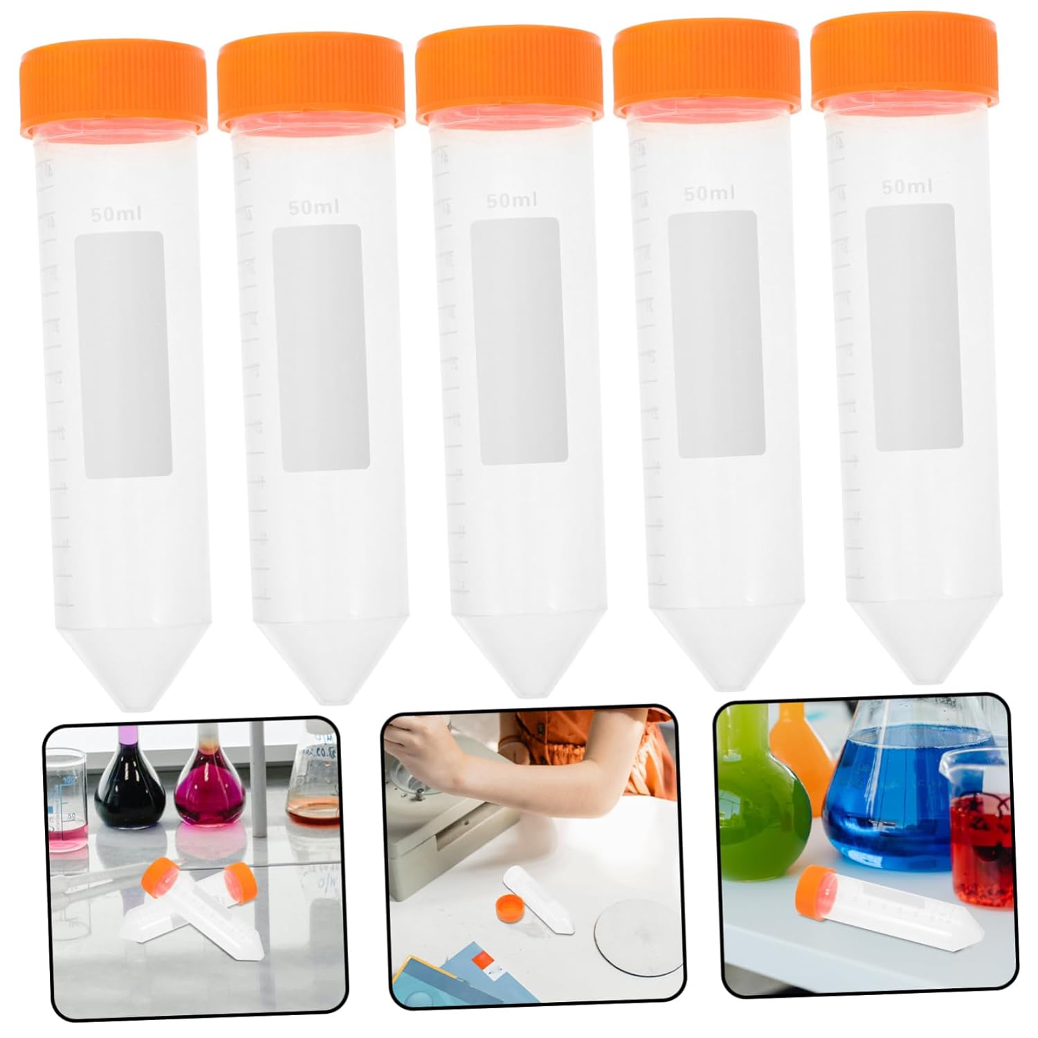 GLEAVI 125pcs Test Tube Storage Containers Conical Bottom Leak Caps for Lab Use