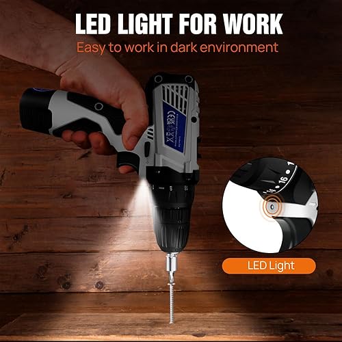 Miniatura 7 de Juego de destornilladores eléctricos inalámbricos, 1 batería de 1.5 AH, 18+1 taladro de torsión, 26 accesorios - broca, zócalo, broca de