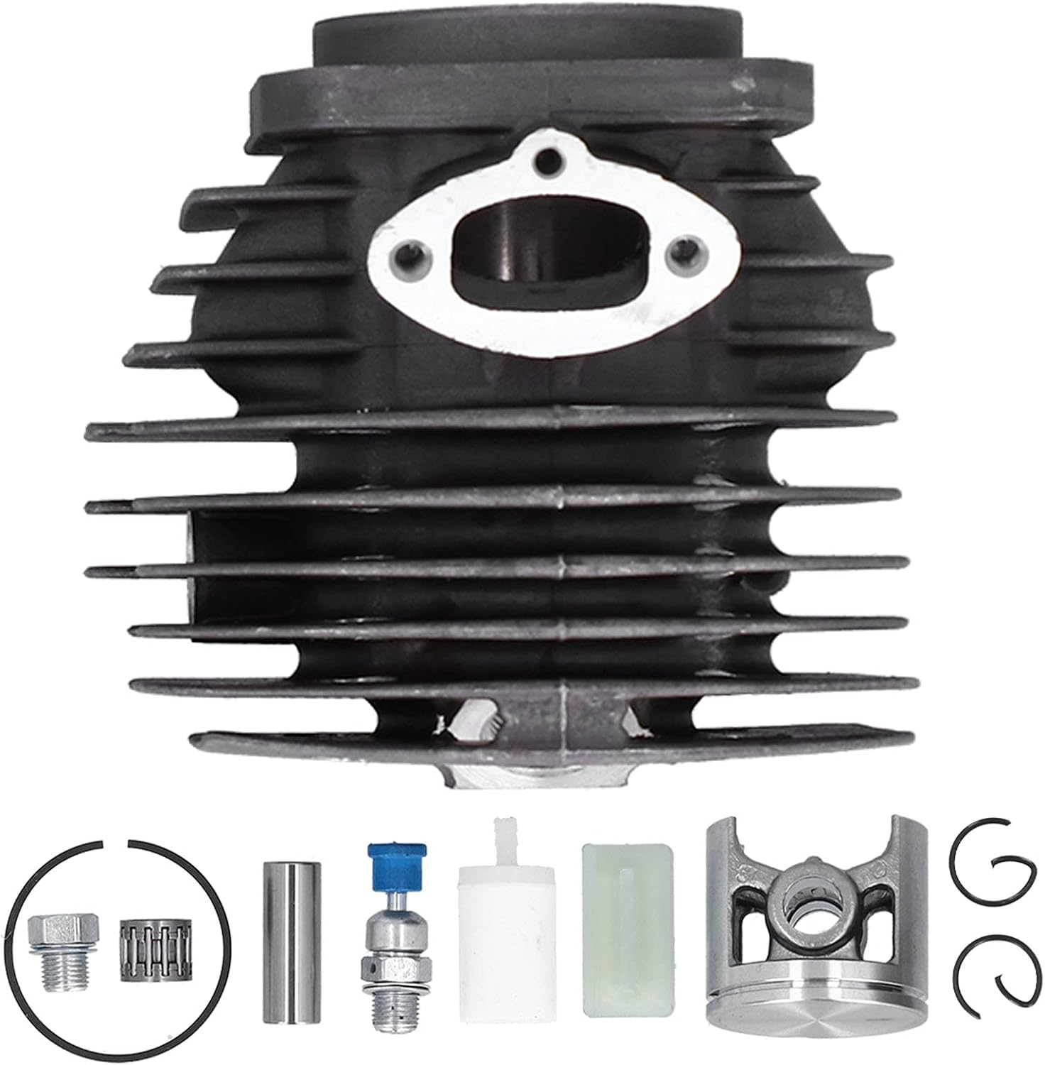 Chainsaw Cylinder Piston Repair Kit 45mm High-Silicon Aluminum Alloy Includes Piston Ring Pin Fastener
