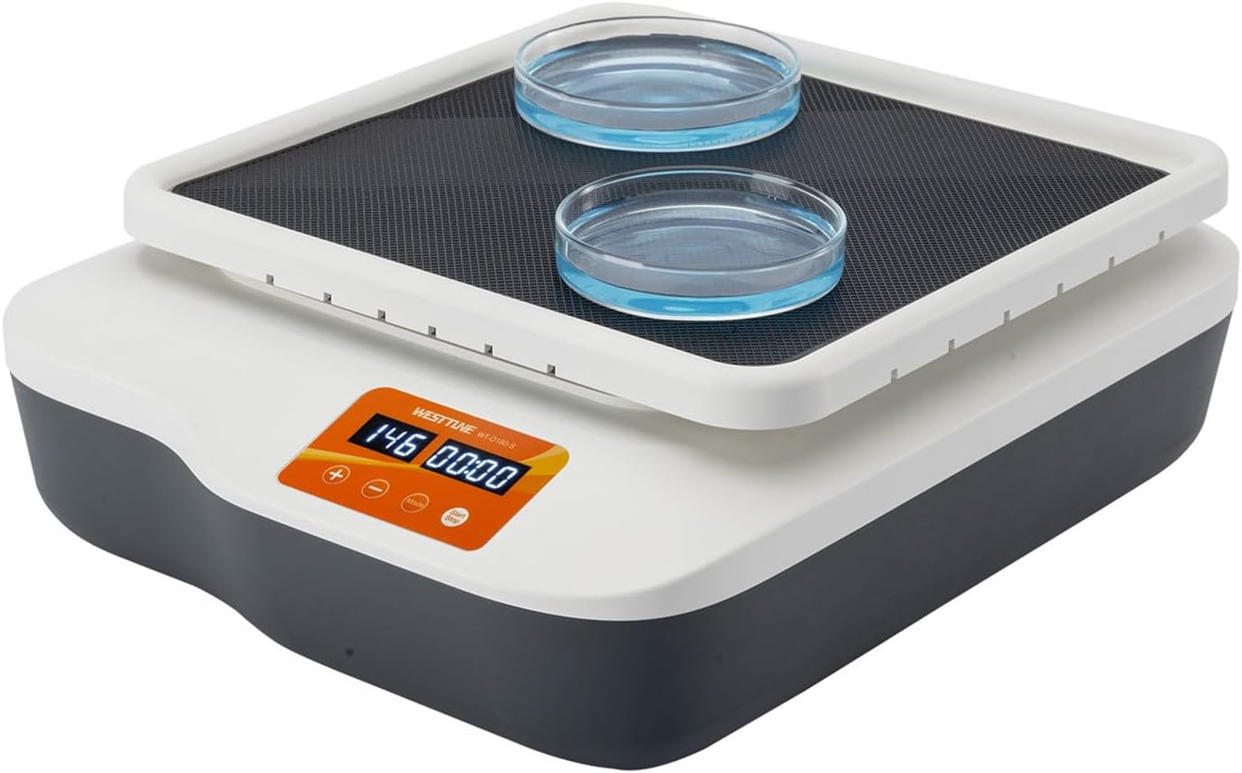 Digital Orbital Shaker, Lab Oscillator Mixer, Multi-Purpose Horizontal Swing Oscillator Adjustable Speed Timming Function Lab Oscillator with Flat Rubber Mat Platform