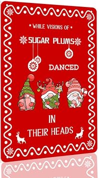 While Visions Of Sugar Plums Danced In Their Heads Metal Tin Sign Retro Farmhouse Christmas Sign For Cafe Shop Coffee Bar Wall Decor 8x12 inch