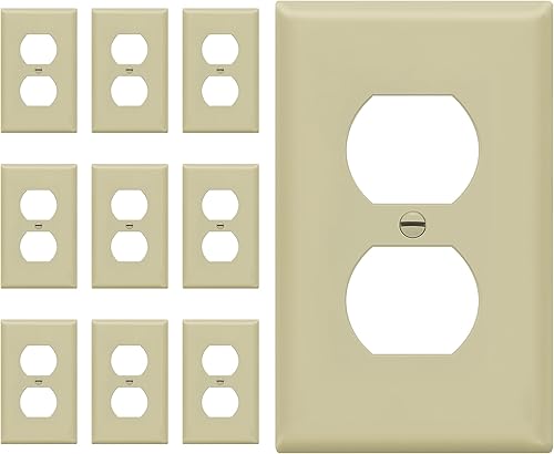 ENERLITES - Kit de placas de pared doble, cubiertas de tomacorriente de casa, tamaño estándar, 1 cuadrilla, material policarbonato irrompible,