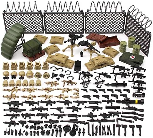 Feleph Weapons Pack Military Toy Set Building Blocks Model for Soldier Figures, Army Equipment Gear Kit Pieces and Parts Accessories Compatible with Major Brand