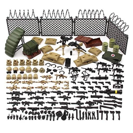 Feleph Weapons Pack Military Toy Set Building Blocks Model for Soldier Figures, Army Equipment Gear Kit Pieces and Parts Accessories Compatible with Major Brand